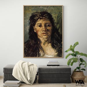 Head Of A Woman by Vincent Van Gogh, Female Wall Art, Van Gogh Portrait Print, Woman Art Print, Face Wall Art, Framed Wall Art