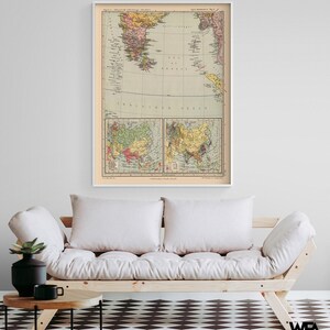 India Asia - Streit 1913, Old Map Of India, Asian Country Wall Decor, Asian Continent Poster Print, Hindu Map Poster, Rustic Map Print