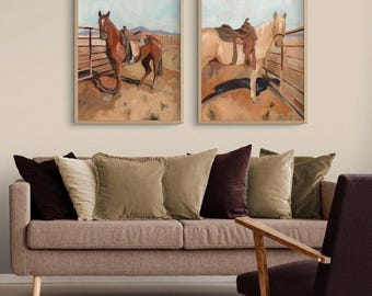 Range Horse Painting Print Set, Jacob Green, Western Rodeo Art