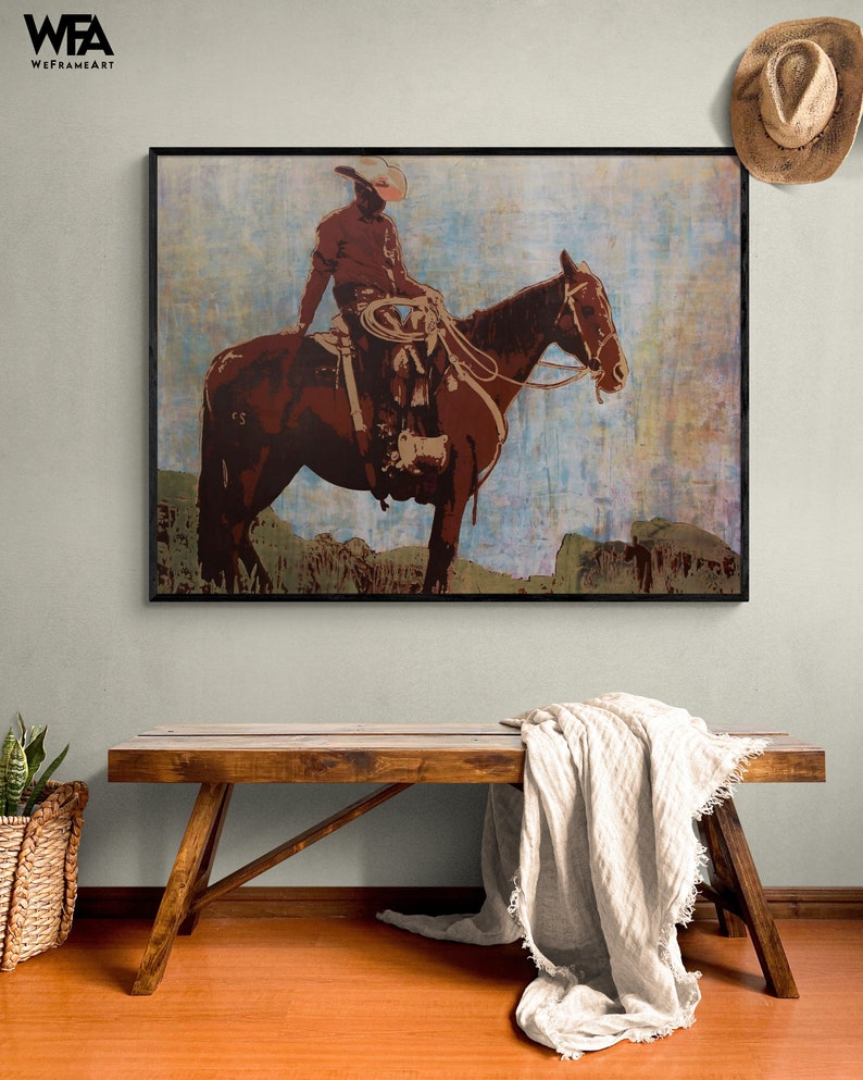 Cowboy Painting Print Framed Western Art Western Wall Art - Etsy