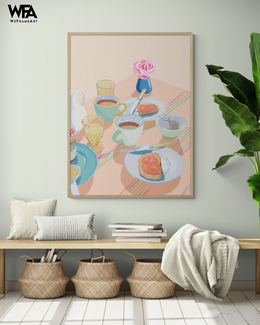 Coffee and Marmalade Painting Print, Framed Breakfast Painting, Food