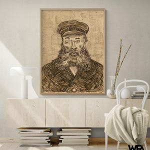 Portrait of Joseph-Roulin by Vincent Van Gogh, Van Gogh Sketch Print, Famous Sketches Art, Portrait Sketch Decor, Simple Drawing Print