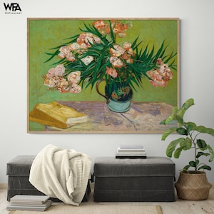 Van Gogh Oleanders Painting Print, Framed Floral Wall Art