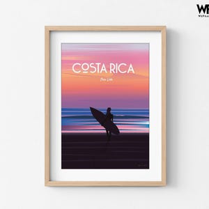 Costa Rica Travel Poster Print, Surfer Wall Art, Framed immagine 6