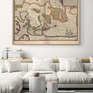 Netherlands Map Zeeland, Old Office Decor Idea, Netherlands Wall Art Print, Eruopean Area Map Decor, Office Waiting Room Wall Art
