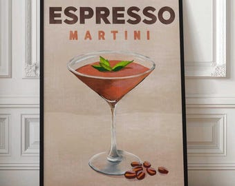 Espresso Martini Art Print – Vintage Cocktail Kitchen Bar Wall Decor