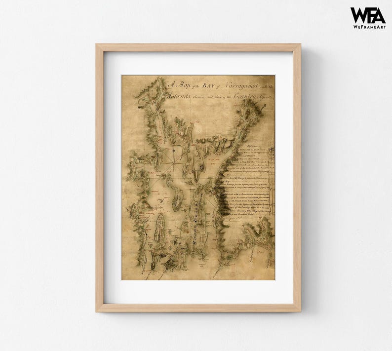Narragansett Bay 1777 Antique Rhode Island Map Print image 2
