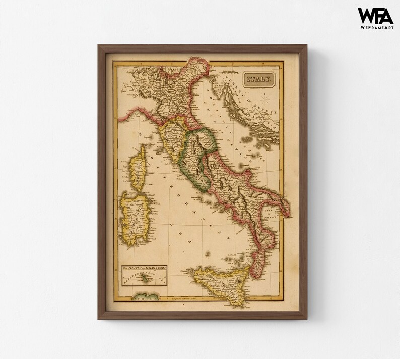 Italy 1817 by Vintage Maps Italian Map Print Antique Map of Etsy