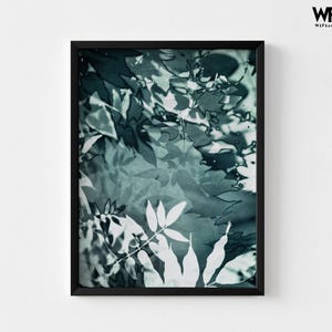 Green Leaves Art Print, Framed Plants Wall Decor, Green and White Botanical Wall Art Print,Framed Wall Art,Oversized Wall Art,Large Wall Art
