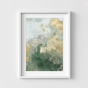 Green and Gold Abstract Painting Print, Framed Extra Large Wall Art Abstract Print, Large Wall Art, Framed Wall Art, Oversized Wall Art