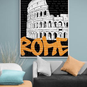 Urban Bedroom for Kid Remodel Idea, Over the desk Italy Poster, Italian City Wall Art, Rome Poster Print, Big City Artwork