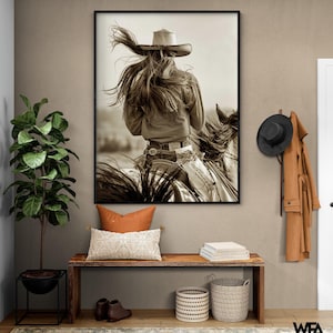 Windswept Horse Ride Cowgirl Photo