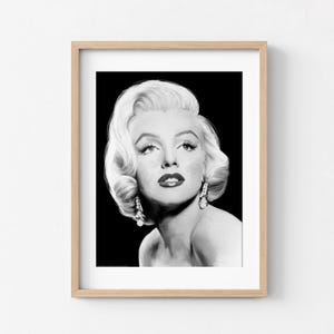 Marilyn Monroe Hollywood Art Print, Black and White Glamour image 7