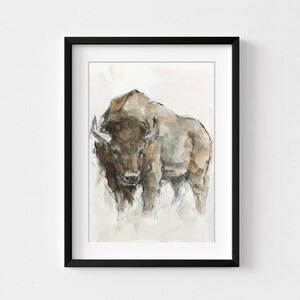 American Buffalo Watercolor Print, Farmhouse Animal Wall Art image 7