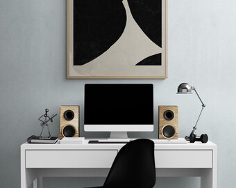 Framed Black and White Abstract Art Print, Modern Wall Decor
