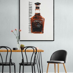 Bourbon Bottle Poster Print, Framed Bourbon Lover Gift, Alcohol Bottle Poster Print, Bar Art Print, Whiskey Wall Art, Framed Wall Art