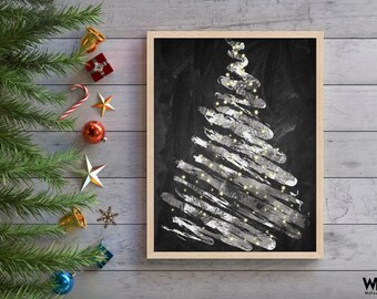 Artistic Christmas Tree Print, Brush Stroke Holiday Wall Art