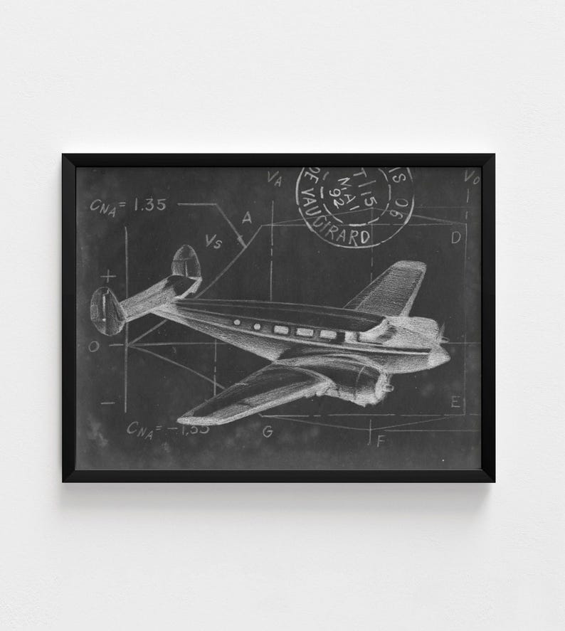 Vintage Airplane Blueprint Art Print, Pilot Gift, Hangar Decor - Etsy