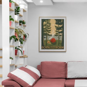 Retro Camping Poster, Framed Camping Poster Oversized Wall Art, Vintage Camping Poster, Camping Wall Art, Nature Large Wall Art