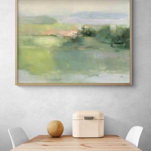 Gentle World by Julia Purinton, Green Watercolor Painting Print, Soft Green Art, Watercolor Landscape Print, Green Nature Painting