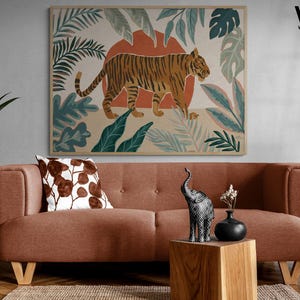Framed Tiger Print, Jungle Wall Art Print, Nature Wall Decor, Tiger Painting Print, Tiger Wall Hanging, Framed Wall Art, Oversized Wall Art
