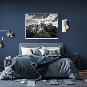 Zion National Park Photo, Black and White Canyon, Framed Wall Art image 1