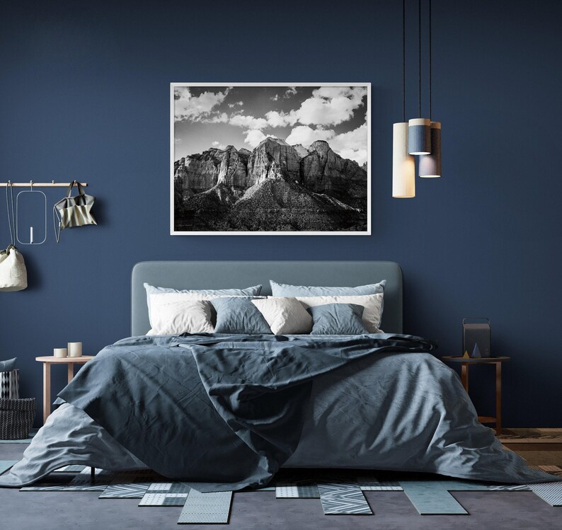Zion National Park Photo, Black and White Canyon, Framed Wall Art image 1