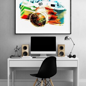 Vintage Miami Decor, Miami Condo Decor, Retro Camera Poster, Photo Studio Artwork Poster, New Old School Cafe Wall Art Print