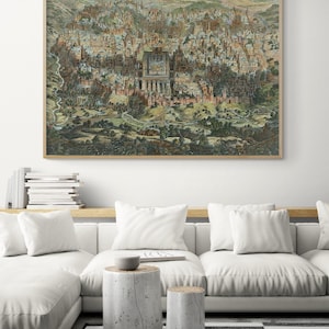 Antique Map of Jerusalem, Scripture Wall Art, Christian Home Decor