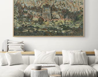 Antique Map of Jerusalem, Scripture Wall Art, Christian Home Decor