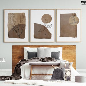 Framed Minimalist Nature Wall Prints, Set of 3 Leaves Wall Decor, Leaf Drawings Wall Art, Framed Wall Art, Oversized Wall Art,Large Wall Art