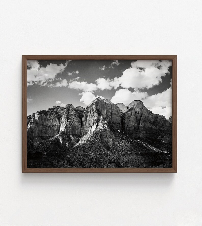 Zion National Park Photo, Black and White Canyon, Framed Wall Art image 8