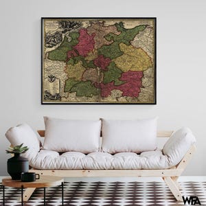 Imperial Roman Germany 1700 by Vintage Maps, Old German Map Poster Print, Roman Map Wall Art, History Room Decor, Roman Map Poster