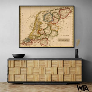 Holland Netherlands 1817, Old Map Of Holland Poster Print, Netherlands Office Map Decor, Europe Antique Map Home Office Decor Print