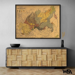 Ethnographic Map of Asiatic Russia 1870 by Vintage Maps, Asian Continent Map, Antique Asia Decor, Travel Agency Decor, Geography Gift