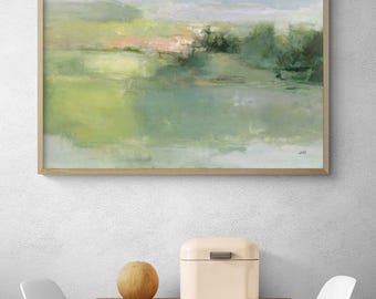 Green Watercolor Landscape Print, Gentle World by Julia Purinton