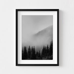 Smokey Mountains Print, Black and White Forest Photography, Framed Wall Art image 2