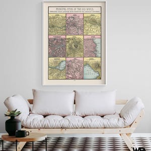 Cities of World - Cram 1892, Antique Berlin Poster, Map Of Vienna Wall Art, Old Naples City Print, Map Of St Petersburg Poster