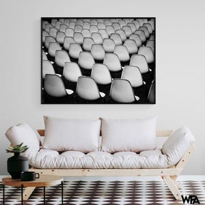 Seats by Peter Pfeiffer, Black and White Modern Home Office Wall Decor, Photography Studio Wall Art, Waiting Room Picture Print Decor