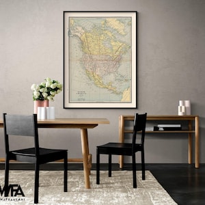 North America United States Mexico Canada, Old Map Of Canada Poster, Antique Mexican Atlas Map Print, Print Of American Continent