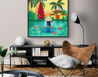 Vietnam Travel Art Print, Vietnamese Temple, Asian Decor