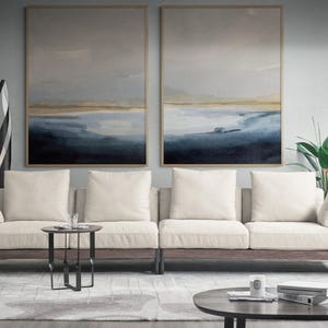 Set of 2 Abstract Watercolor Nature Prints, Framed Watercolor Landscape Painting, Abstract Beach Decor Painting, Mountains Paintings Print