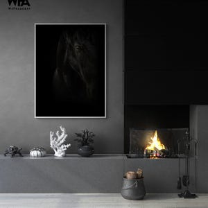 Framed Black Horse Photography Wall Decor, Equine Wall Art Print, Unique Horse Decor, Western Wall Art, Framed Wall Art, Oversized Wall Art