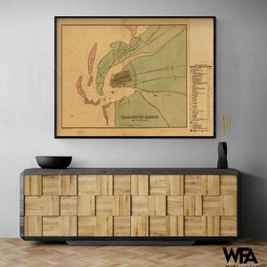 Charleston Harbor and city defenses 1864, US Military History Poster Print, Charleston Old Map, Old City Map Print, Antique Military Gift