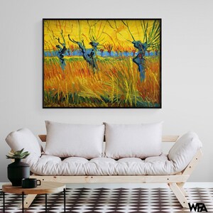 Willows At Sunset by Vincent Van Gogh, Sunset Art Print, Van Gogh Sunny Painting Print, Willow Tree Print, Nature Wall Art, Van Gogh Tree