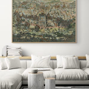 Biblical Art Print, Antique Map of Jerusalem, Ancient Christian Art, Scripture Wall Art,Holy Place Print,Christian Home Decor,Bible Wall Art