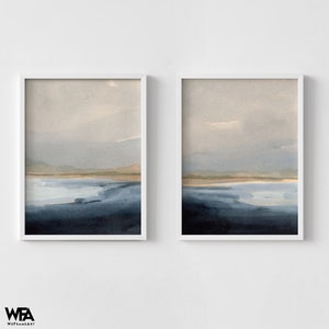 Set of 2 Abstract Watercolor Nature Prints, Framed Watercolor Landscape ...