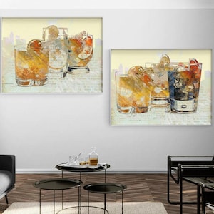 Toast of the Town I and II by Ronald Bolokofsky, Happy Hour Bar Wall Decor, Strong Drinks Wall Art, Restaurant Bar Decor, Bar Wall Art