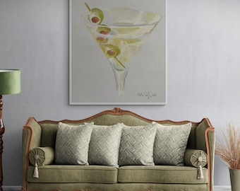 Dirty Martini Art Print, Olives, Framed Bar Decor