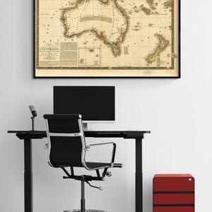 Australia 1826, Aussie Gift Idea, Antique Map Of Australia, Office Entryway Wall Decor, Hostel Wall Decor, Rustic Cabin Art, Living Room Art